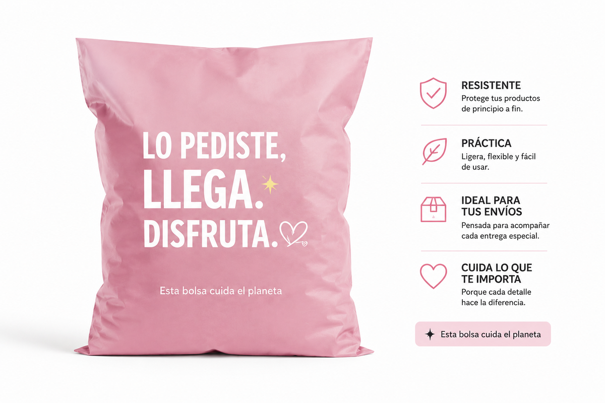 Pack 50 Bolsas Premium Rosa Nuevo Diseño 17 x 30 cm – Material Reciclado