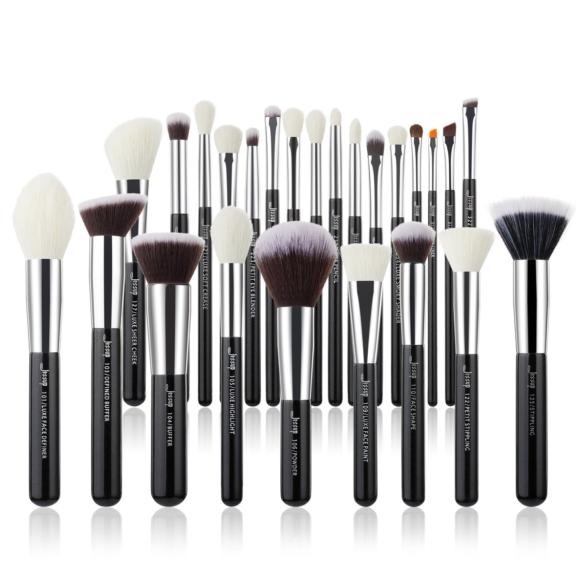Set 25pcs Brushes Set Black & Silver T-175